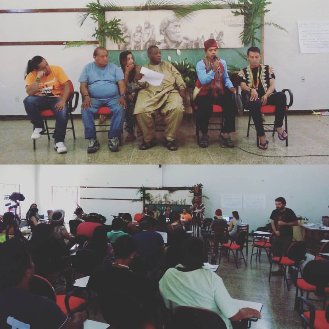 Presentasi Petrus Asuy dari Komunitas Adat Dayak Benuaq Ohokng Sangokng sebagai perwakilan Dayak Borneo